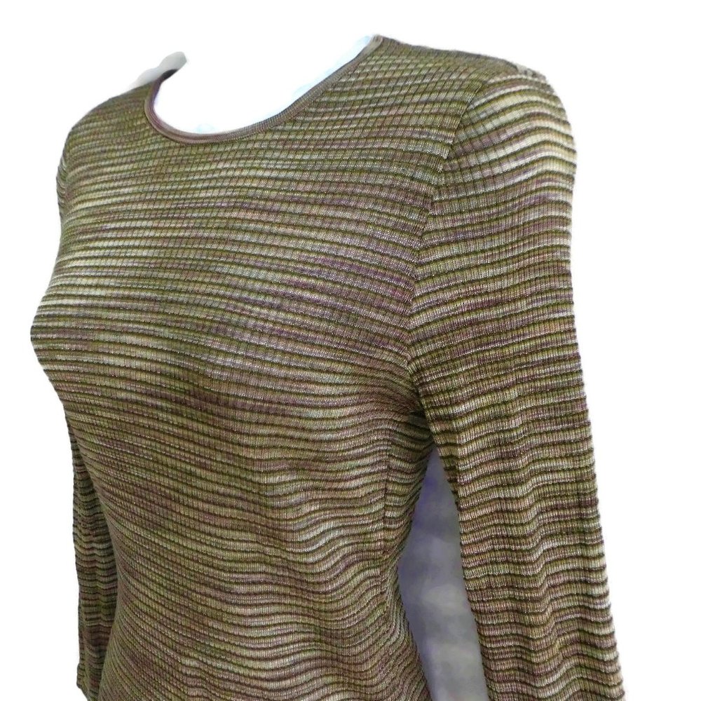 Escada 80s Sweater Pullover Space Dye Gold Lurex Scoop 38 - Picture 4 of 8
